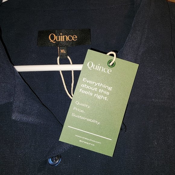 Quince 100% Silk Twill Short Sleeve Camp Shirt NWT Navy XL - Picture 2 of 7